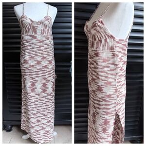 NWT 100% Cotton Crochet Lusana Mocha Maxi Dress Large Cream Tan Beach Sand